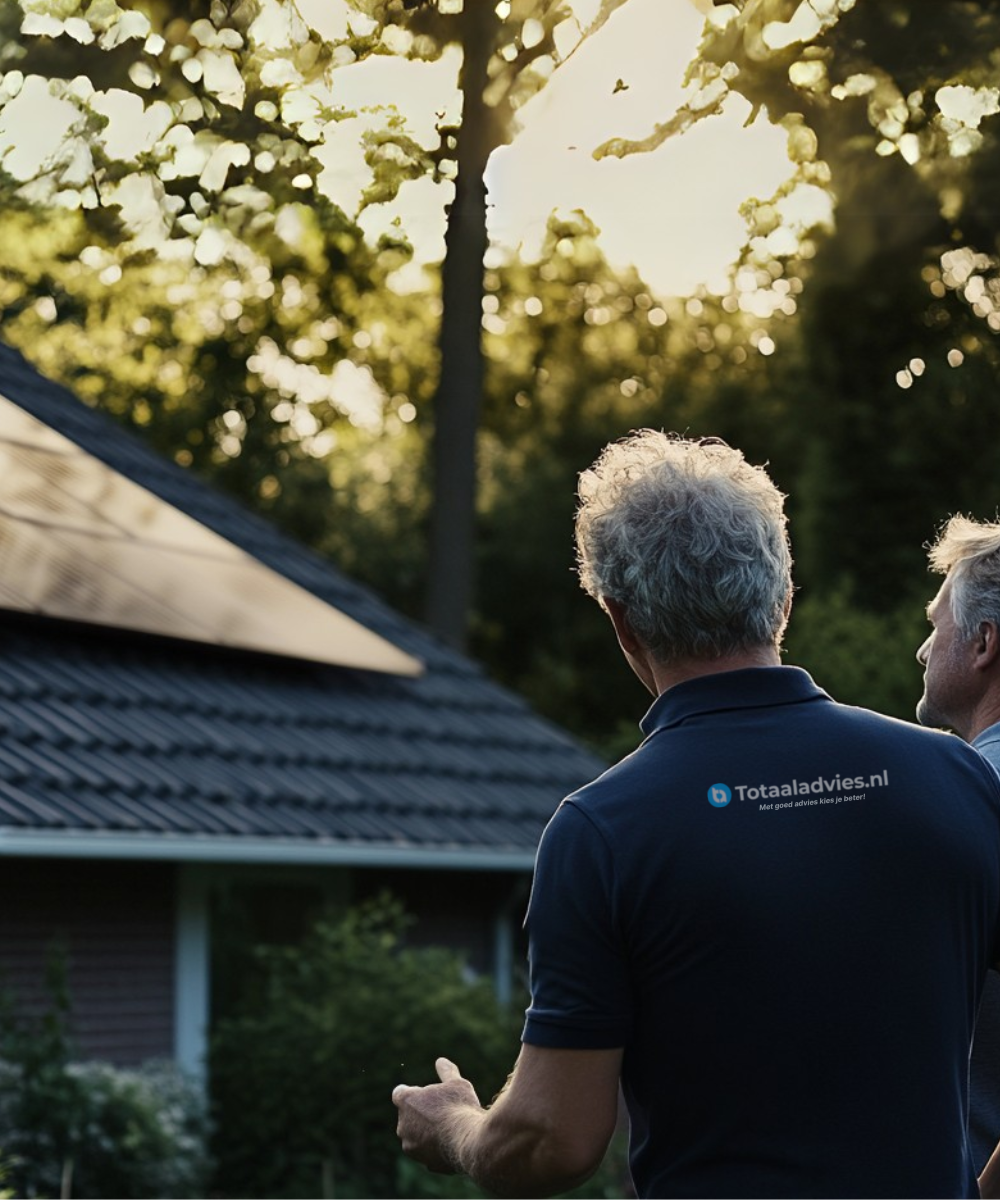 Afbeelding van een Totaaladvies.nl adviseur die helder en onafhankelijk advies geeft over zonnepanelen, passend bij de situatie van de klant.